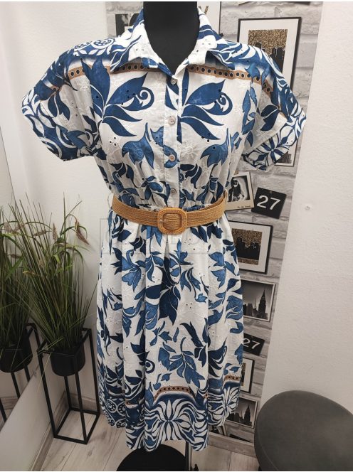 01239 ELIZA zsebes ruha (kék mintás)