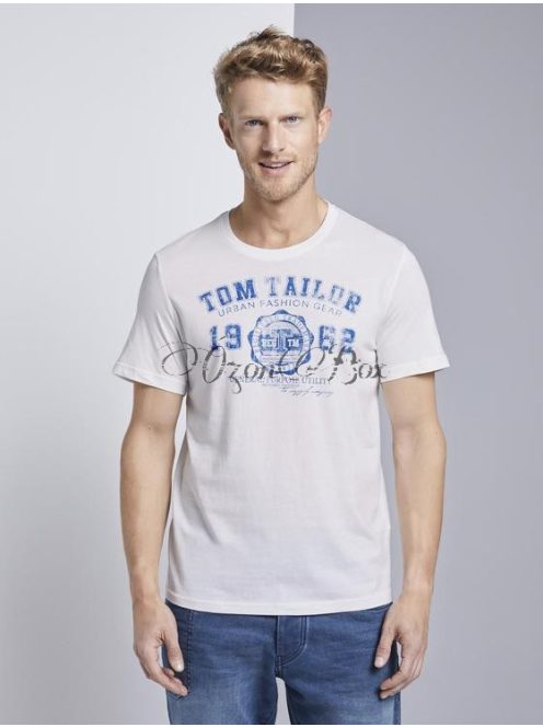 1008637-20000 Tom Tailor férfi rövid ujjú BASIC póló fehér