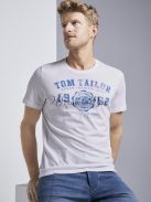 1008637-20000 Tom Tailor férfi rövid ujjú BASIC póló fehér