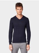 1012820-13160 Tom Tailor férfi BASIC kötött pulóver kék