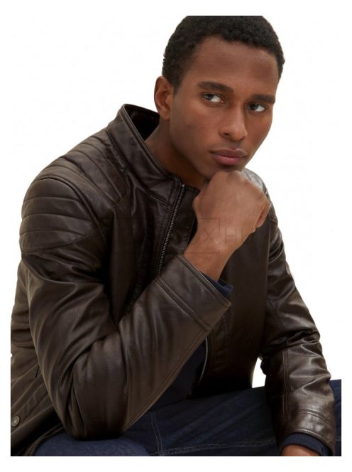 1026337-31523 Tom Tailor férfi műbőr motoros kabát barna színben