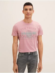   1027028-13009 Tom Tailor póló szöveges nyomattal bársony rózsa színben