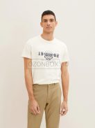 1027028-18592 Tom Tailor póló szöveges nyomattal vintage bézs színben