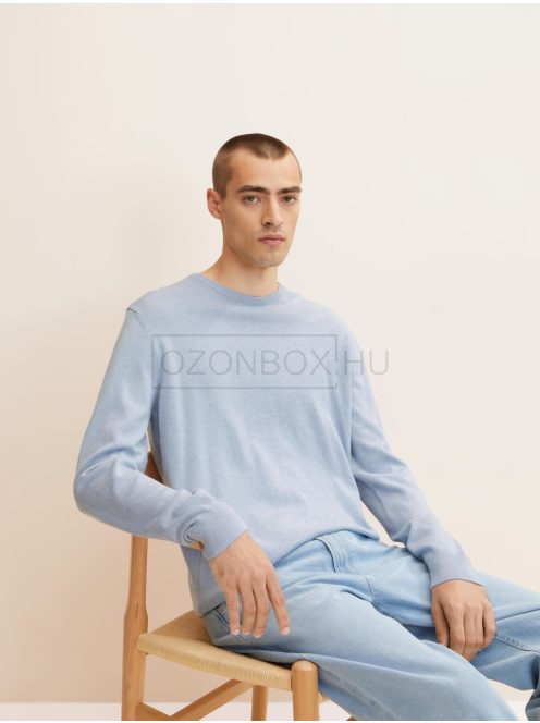 1027661-30312 Tom Tailor férfi kötött pulóver világosszürke kék melanzs színben