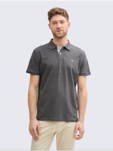   1027713-10307 Tom Tailor galléros póló (Sötét árnyék szürke)