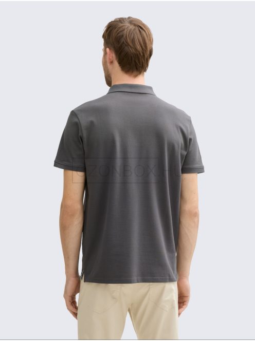 1027713-10307 Tom Tailor galléros póló (Sötét árnyék szürke)