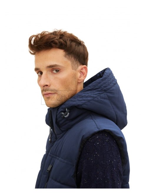 1032509-10668 Tom Tailor férfi kapucnis mellény (sötétkék)