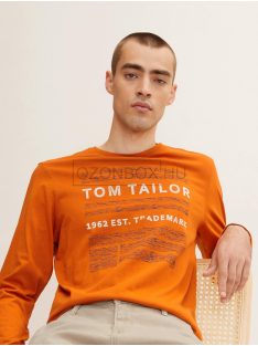   1032910-19772 Tom Tailor hosszú ujjú póló szöveges nyomattal arany lángnarancs színben