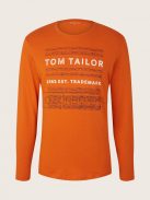 1032910-19772 Tom Tailor hosszú ujjú póló szöveges nyomattal arany lángnarancs színben