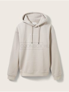   1033580-11754 Tom Tailor kapucnis pamut felső logó nyomattal világos galambszürke színben