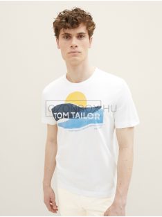   1036328-10322 Tom Tailor logó nyomatos póló törtfehér színben