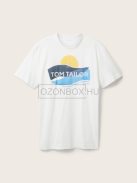1036328-10322 Tom Tailor logó nyomatos póló törtfehér színben