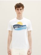 1036328-10322 Tom Tailor logó nyomatos póló törtfehér színben