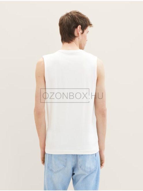 1036399-10332 Tom Tailor ujjatlan póló nagy nyomattal törtfehér színben