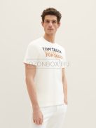 1036426-10332 Tom Tailor férfi rövid ujjú feliratos póló törtfehér színben