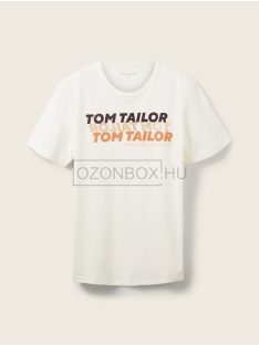   1036426-10332 Tom Tailor férfi rövid ujjú feliratos póló törtfehér színben