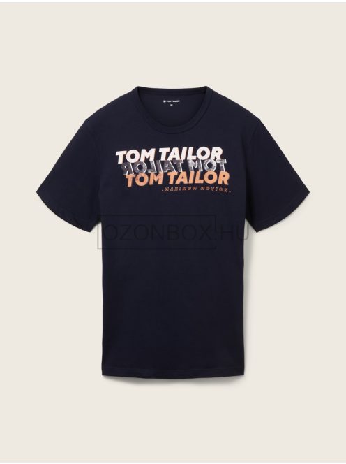1036426-10668 Tom Tailor férfi rövid ujjú feliratos póló kapitánykék színben