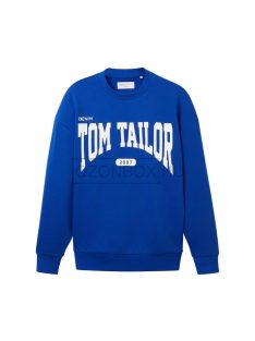   1037606-14531 Tom Tailor emblémás pamut pulóver királykék színben