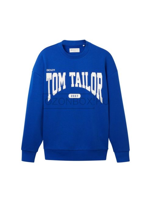 1037606-14531 Tom Tailor emblémás pamut pulóver királykék színben