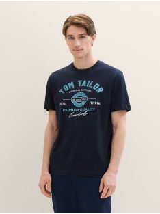   1037735-10302 Tom Tailor póló logó nyomattal sötétkék színben