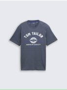 1037735-10306 Tom Tailor férfi rövid ujjú póló logó nyomtatással (kékes szürke)