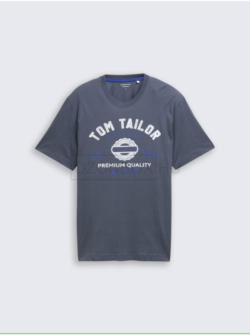 1037735-10306 Tom Tailor férfi rövid ujjú póló logó nyomtatással (kékes szürke)