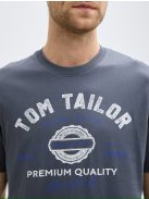 1037735-10306 Tom Tailor férfi rövid ujjú póló logó nyomtatással (kékes szürke)