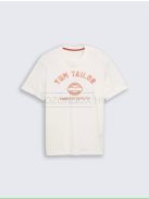 1037735-10332 Tom Tailor férfi rövid ujjú póló logó nyomtatással (törtfehér)