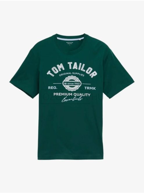 1037735-10413 Tom Tailor férfi rövid ujjú póló logó nyomtatással (zöld)