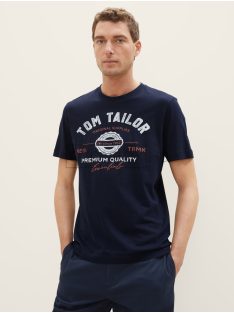   1037735-10668 Tom Tailor póló logó nyomattal pilóta kék színben