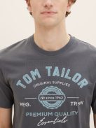 1037735-10899 Tom Tailor póló logó nyomattal aszfalt szürke színben