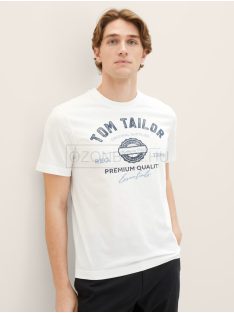   1037735-20000 Tom Tailor póló logó nyomattal fehér színben