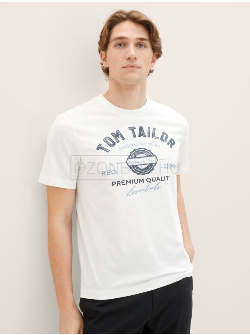1037735-20000 Tom Tailor póló logó nyomattal fehér színben