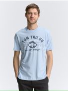 1037735-21068 Tom Tailor férfi rövid ujjú póló logó nyomtatással (világoskék)