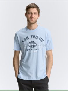   1037735-21068 Tom Tailor férfi rövid ujjú póló logó nyomtatással (világoskék)