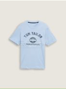 1037735-21068 Tom Tailor férfi rövid ujjú póló logó nyomtatással (világoskék)
