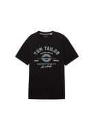 1037735-29999 Tom Tailor póló logó nyomattal (fekete)