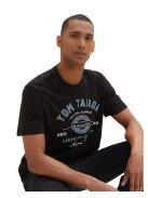 1037735-29999 Tom Tailor póló logó nyomattal (fekete)