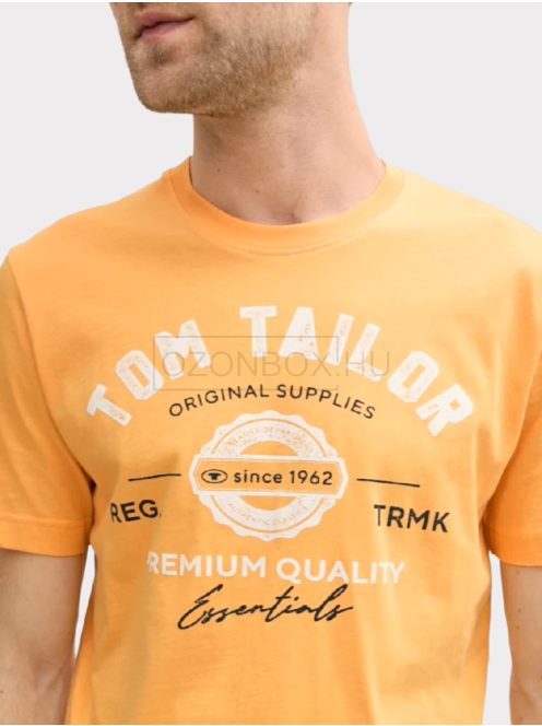 1037735-37103 Tom Tailor fér5592fi rövid ujjú póló logó nyomtatással (narancs)