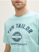 1037735-37105 Tom Tailor férfi rövid ujjú póló logó nyomtatással (élénk mentazöld)