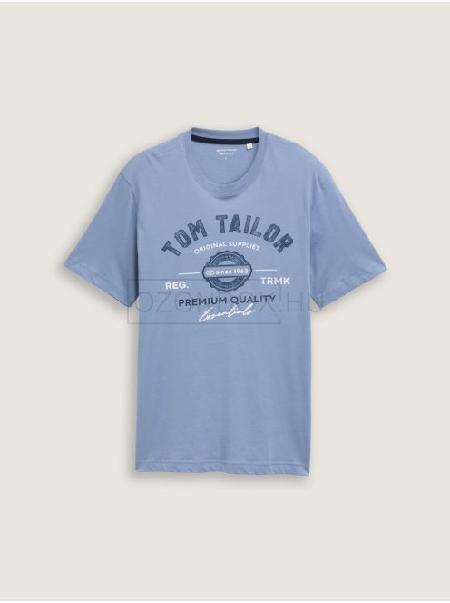 1037735-37533 Tom Tailor férfi rövid ujjú póló logó nyomtatással (galamb kék)