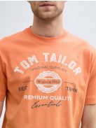 1037735-37755 Tom Tailor férfi rövid ujjú póló logó nyomtatással (téglás narancs)