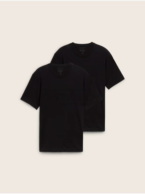 1037741-29999 Tom Tailor férfi BASIC 2 Pack rövid ujjú kerek nyakú póló (fekete)