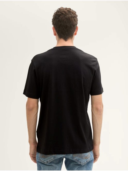 1037741-29999 Tom Tailor férfi BASIC 2 Pack rövid ujjú kerek nyakú póló (fekete)