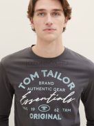 1037744-10899 Tom Tailor hosszú ujjú póló szöveges nyomattal aszfalt szürke színben