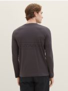 1037744-10899 Tom Tailor hosszú ujjú póló szöveges nyomattal aszfalt szürke színben