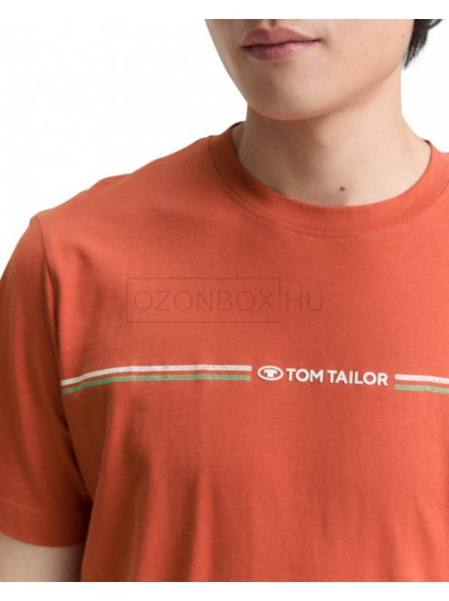 1037803-38321 Tom Tailor póló logó nyomattal (poros piros)