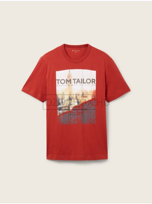 1037810-14302 Tom Tailor póló fotónyomattal bársonyvörös színben
