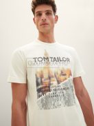 1037810-18592 Tom Tailor póló fotónyomattal vintage bézs színben