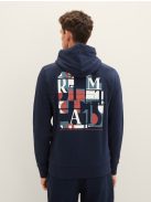 1037816-10668 Tom Tailor kapucnis nyomott mintás pamut felső pilóta kék színben